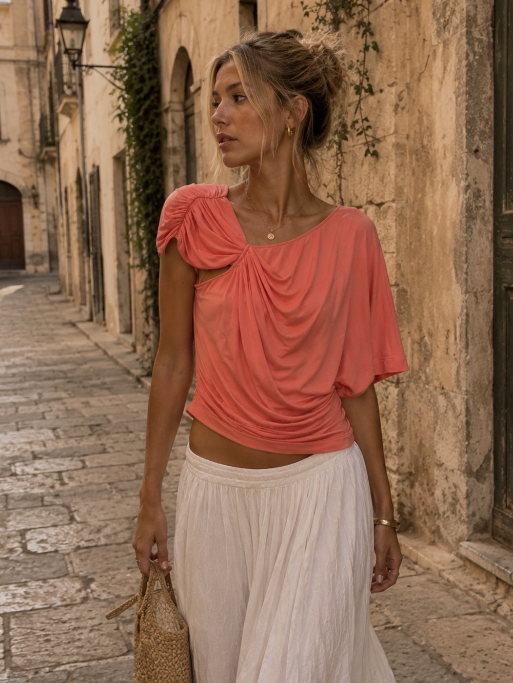 Roberto Cavalli Class Asymmetrical Draped Top (Size 4)